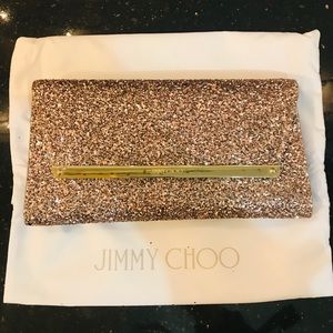 Brand New Jimmy Choo “Margot Tea Rose Clutch”